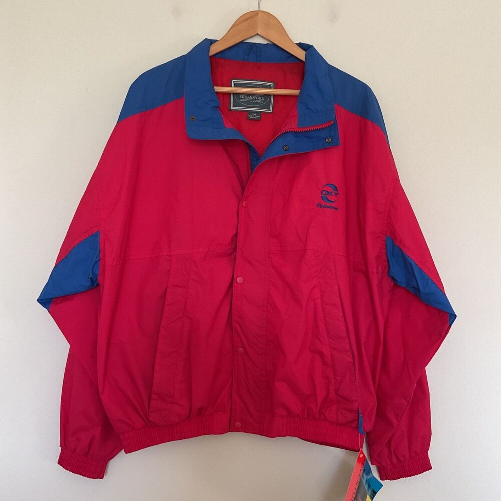 VTG Sierra Sport NS4000 Windbreaker Jacket Mens XXL Red Blue Oxy Pottstown NWT